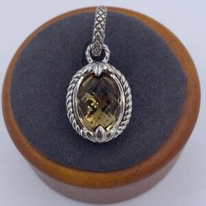 Judith Ripka Citrine Enhancer Pendant Sterling Silver Thailand 925 Vintage